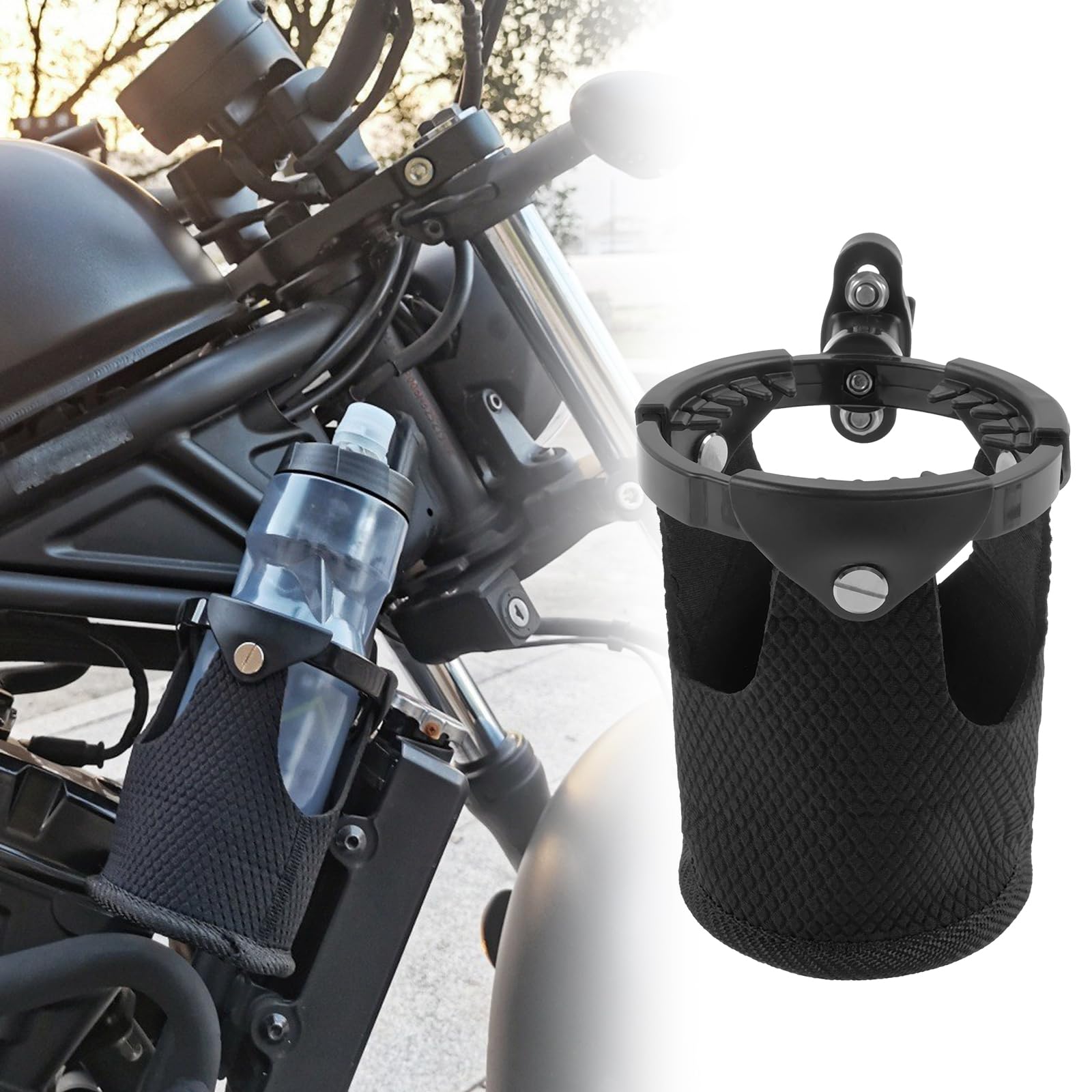 Becherhalter Motorrad 16 x 10,5 x 9 cm Ultra Stabil rutschfest Große Kapazität 360°-Klemmdesign Getränkehalter für Motorrad C3-Motorrad-Wasserhalter Flaschenhalter für Motorräder Fahrräder Karren von KTCINA