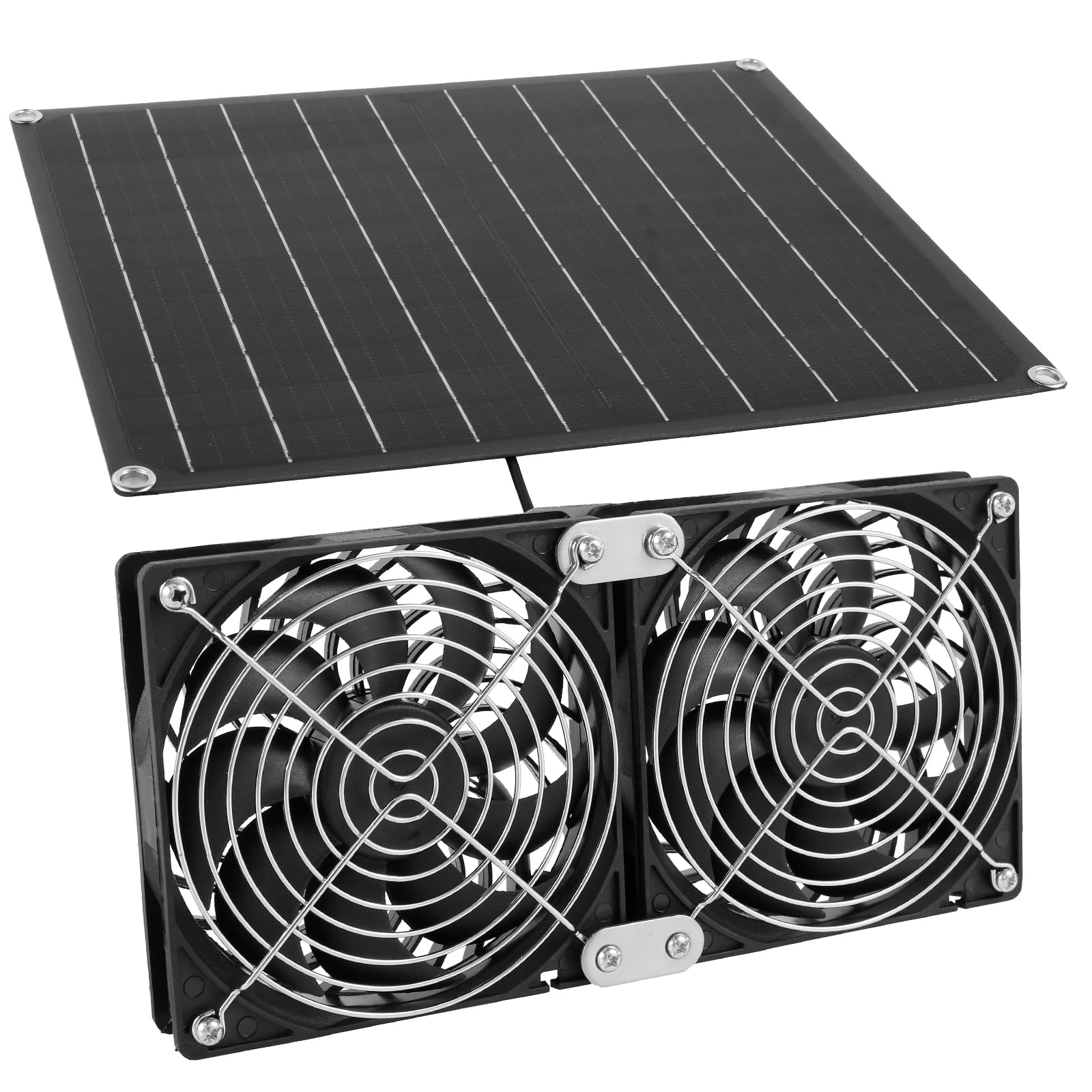 Solar Ventilator Outdoor 25W 3200 U/min Solar Powered Fan mit 2 Fan Wetterfestes Sicheres Solar Abluftventilator Solar Lüfter für Gewächshäuser Hühnerställe Schuppen Tierhäuser von KTCINA