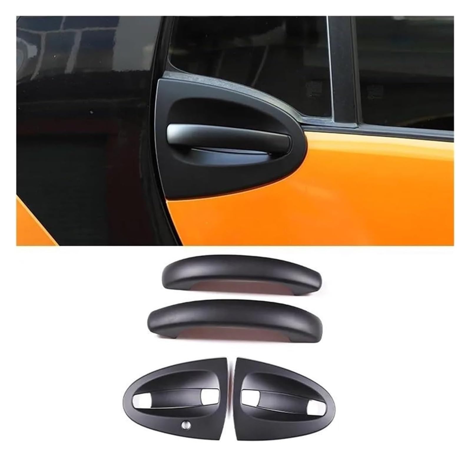 Auto Türaußengriff Für M&ercedes Für B&enz Für Smart 451 Für Fortwo 2009-2015 Auto Außentürgriffabdeckung Trim Dekor Aufkleber(4pcs Matte Black) von KTGVTPBHBW