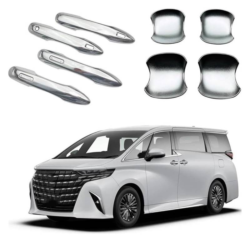 Auto Türaußengriff Für T&oyota Für Alphard Für Vellfire 40 Serie 2023 2024 Auto Styling Außentür Griff Abdeckung Türgriff Bowl Trim(Silver Package) von KTGVTPBHBW