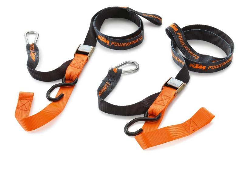 KTM SPANNGURTE/SPANNGURTSET orange-schwarz 280 kg Tragkraft mit Lenkerschlaufen - 79412950000 von KTM