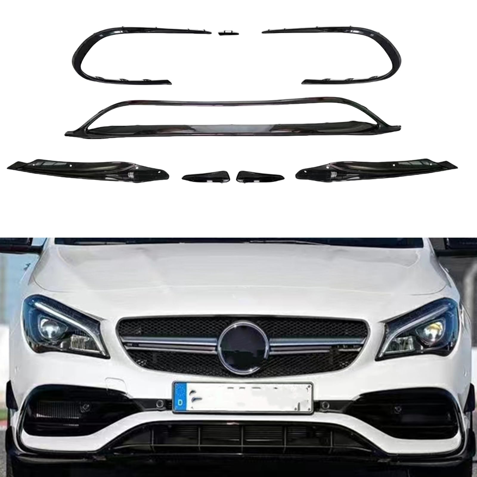 Frontlippe Seitenlüfter Zierleisten für Benz W117 C117 CLA250 CLA45 AMG 2016-2019 Schwarz von KUBYMOTO