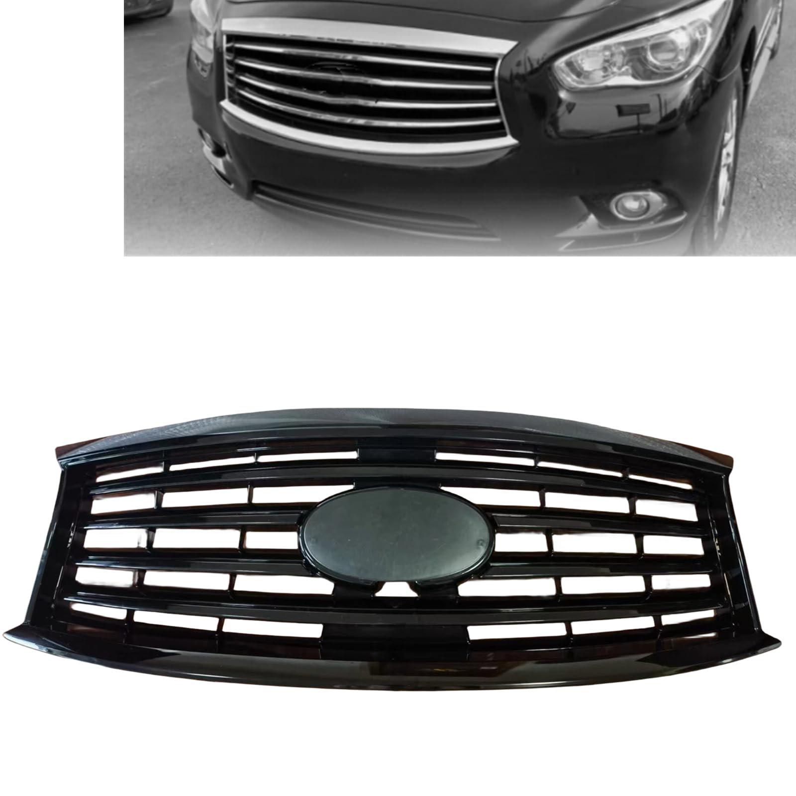 Frontstoßstange Oberes Gitter für Infiniti JX35 QX60 2013-2015 glänzend schwarz von KUBYMOTO