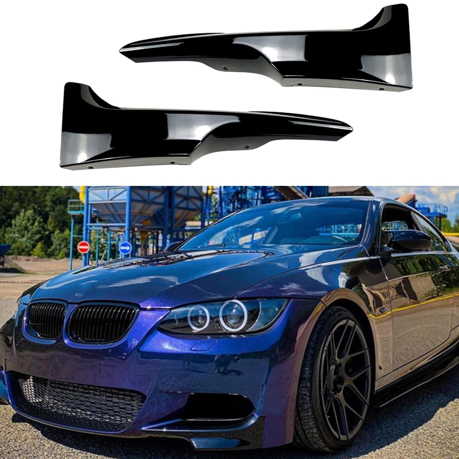 Frontstoßstange Seitensplitter Abdeckung für BMW E92 E93 M-Tech 2006-2009 glänzend schwarz von KUBYMOTO