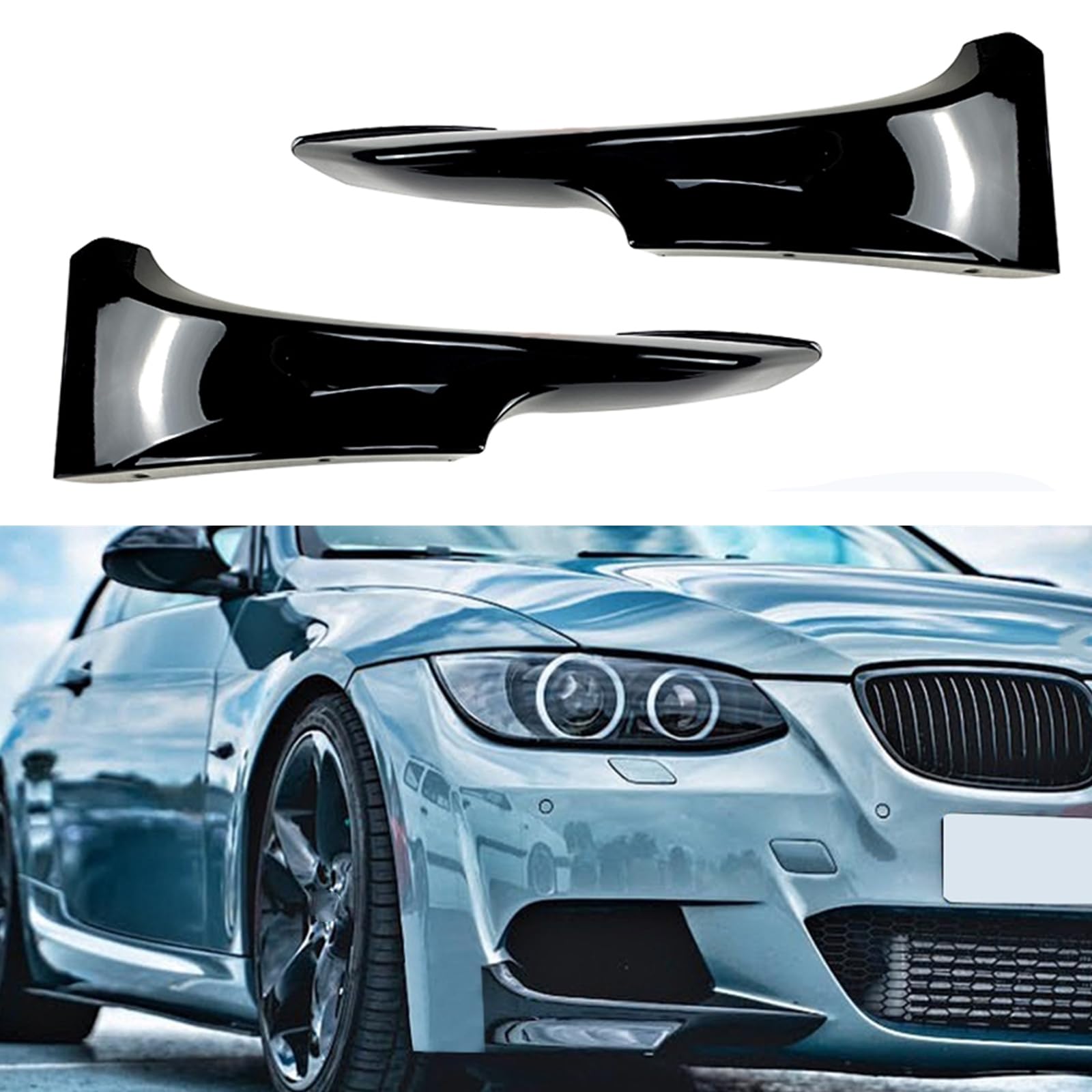 Frontstoßstange Seitensplitter für BMW E92 E93 LCI M Sport 2010-2014 glänzend schwarz von KUBYMOTO