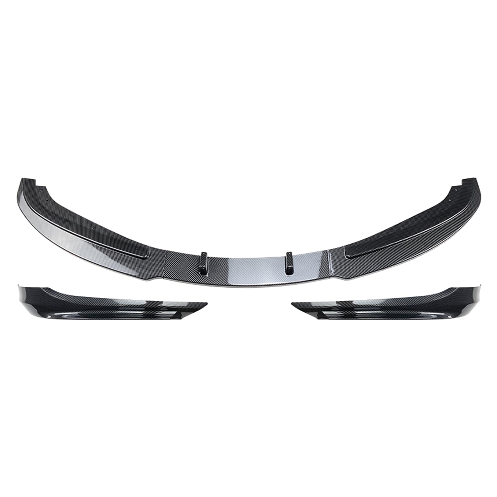 Frontstoßstangen-Splitterlippe + Seitenverkleidung für BMW Base E90 E91 LCI 320i 330i 2009–2012, glänzend schwarz, Carbon-Optik von KUBYMOTO