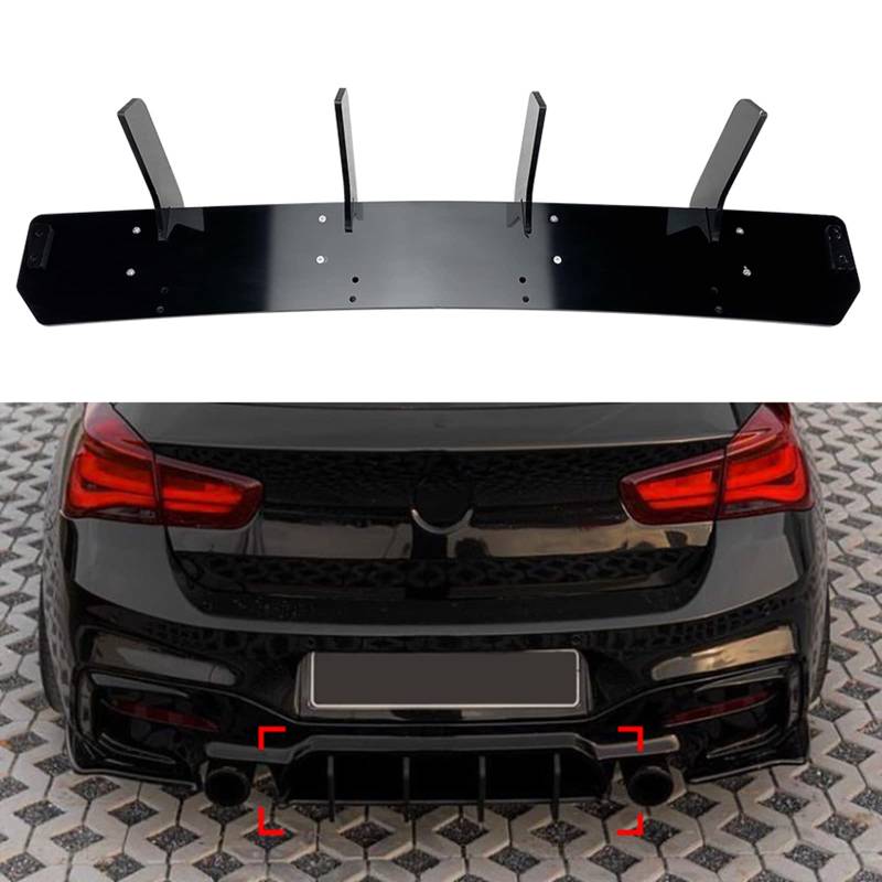 Heckstoßstange Diffusor Lip Cover Shark Fin für BMW 1er F20 F21 2015-2018 Schwarz von KUBYMOTO