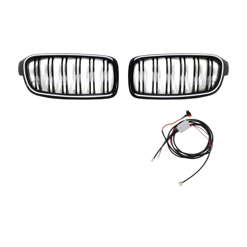 Nierengitter vorne mit LED-Licht für BMW 3er F30 F31 2012-2019 Schwarz von KUBYMOTO