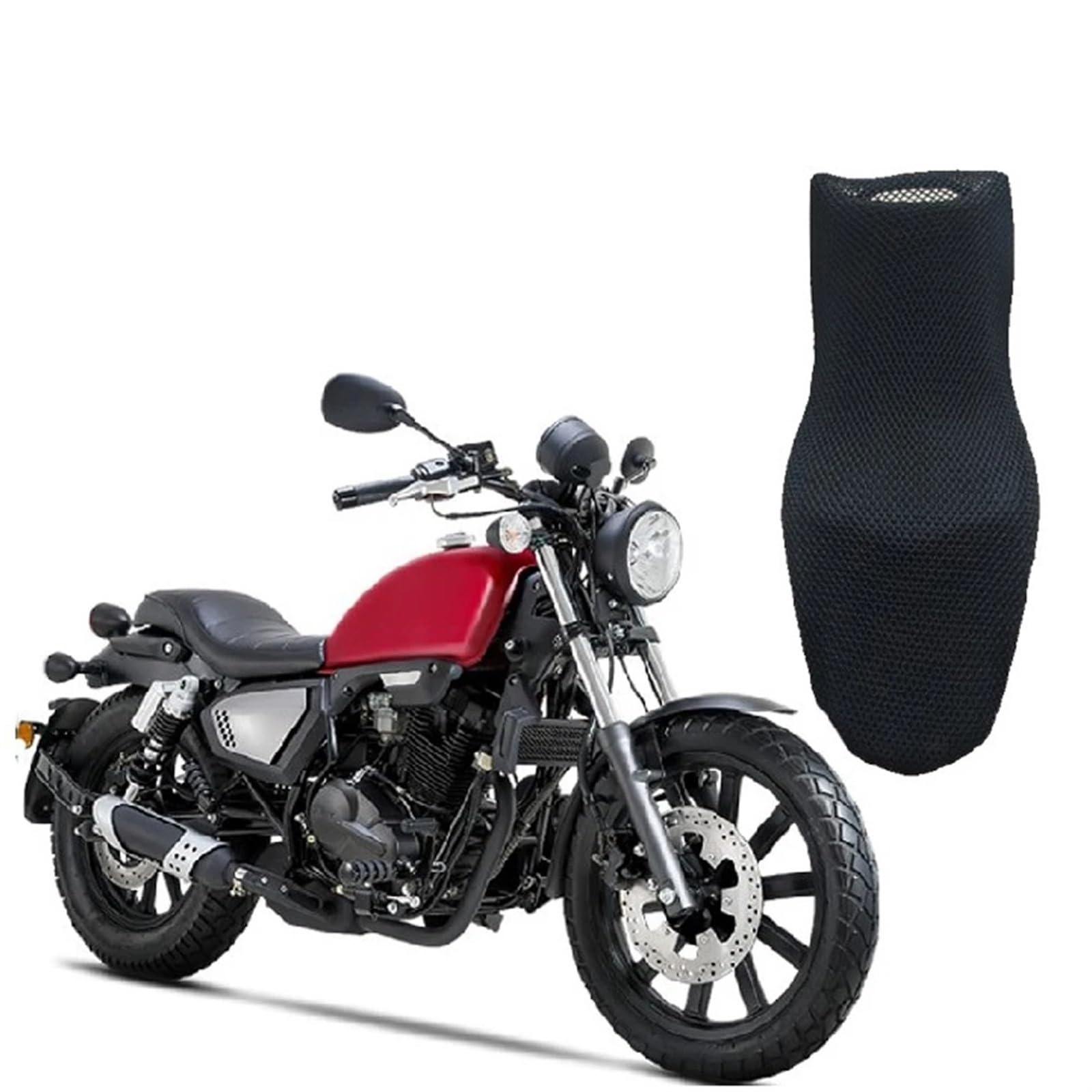 KUGVTER Sitzkissen Für QIANJIANG Keeway Superlight K-Light 125 202 T-Light 250 QJ250-3B Motorrad Atmungsaktiver Mesh-Schutzkissen-Sitzbezug(B) von KUGVTER