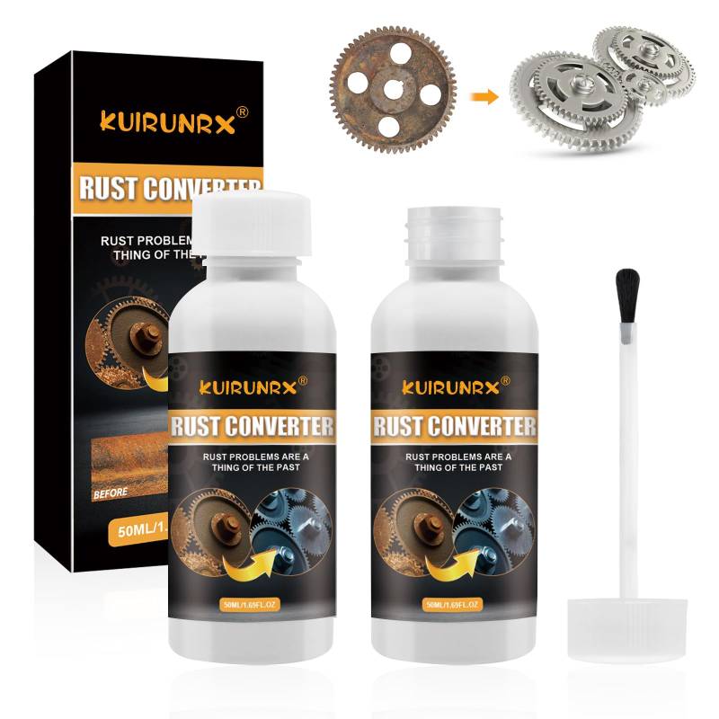 KUIRUNRX® Rostumwandler, Rostumwandler Auto, Rostkonverter mit Pinsel, High Performance Protective Metal Prevents Rust 50ML, Entrosten von Konvertern, Autos, Fahrrädern, Zäunen usw (2 Stück) von KUIRUNRX