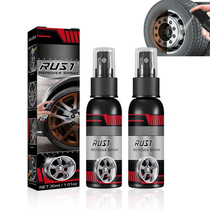 KUIRUNRX® Rostumwandler Spray, 2 Stück Hocheffektiver Rostkonverter Rostentferner, Rostlöser Für Autoräder, Metall Rostentferner, für Metall, Autopflege Reinigung (30ml * 2pcs) von KUIRUNRX