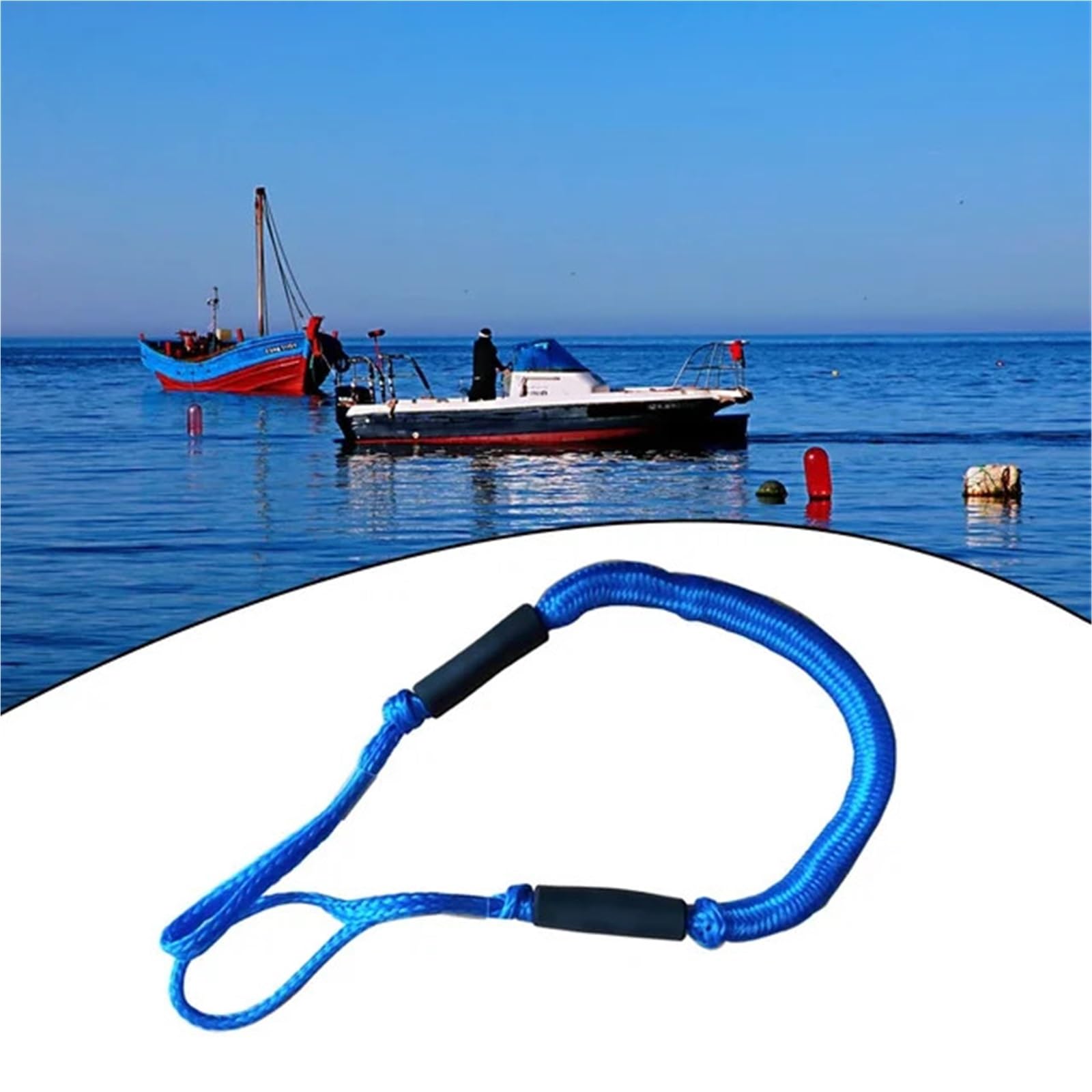 1,2 M Elastische Bungee Boot Dock Linien Marine Festmacher Mit Schaum Float Boot Zubehör for Boot Waverunner Ponton(Blue) von KUMIAN