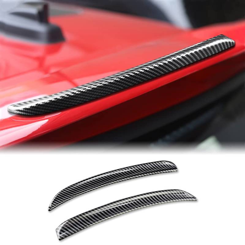 KUNGKIC 2 Stück ABS Heckflügel Trim Spoiler Erweiterung Lip Fins Dekorative Aufkleber für Mini Cooper F55 F56 S/JCW 2014-2022 Zubehör,Coole Äußere Dekoration,Sportlicher Stil (Kohlefaser-Muster) von KUNGKIC