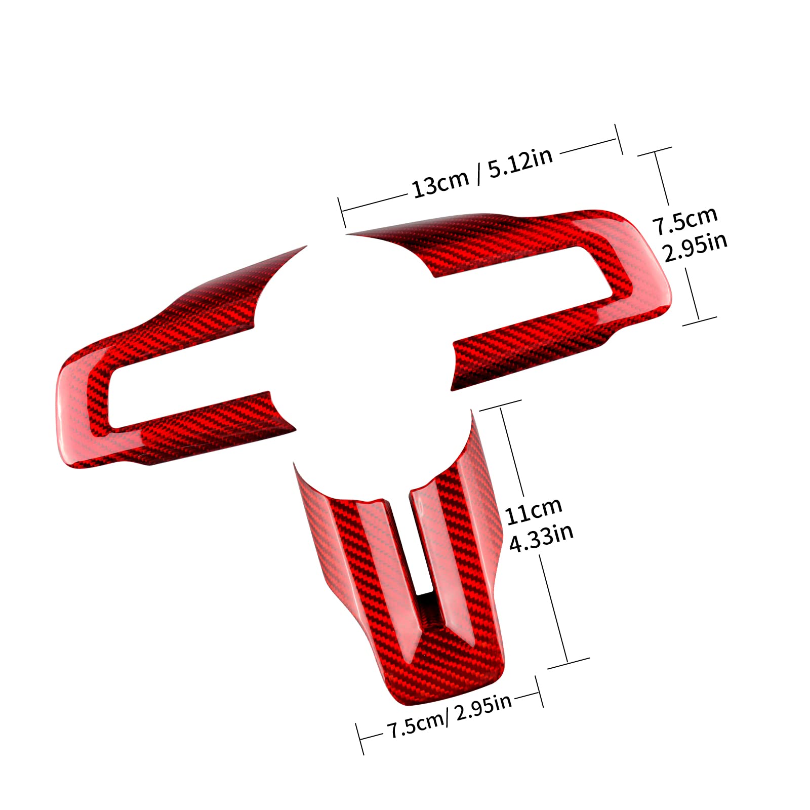 KUNGKIC 3 Stück Auto-Lenkradabdeckung Aufkleber Kohlefaser Innenraum Zubehör Dekorative Kompatibel mit Ford Mustang 2015-2022 Lenkradfunktion Taste Schalter Abdeckung (Rot) von KUNGKIC