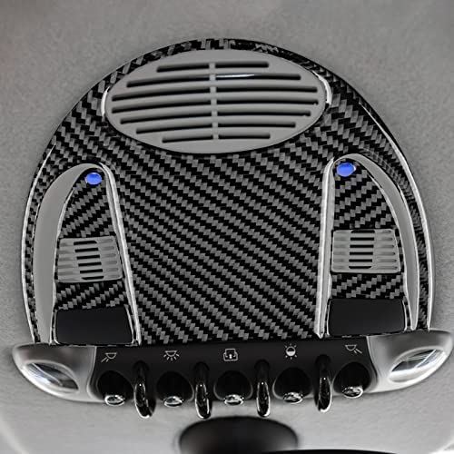 KUNGKIC 3 Stück Kohlefaser Auto Dach Leselicht Lampe Abdeckung Aufkleber Dekorative für Mini Cooper Hardtop R56 Clubman R55 R57 Carbon Fiber zubehör Innenraum 2007 2008 2009 2010 (Schwarz) von KUNGKIC