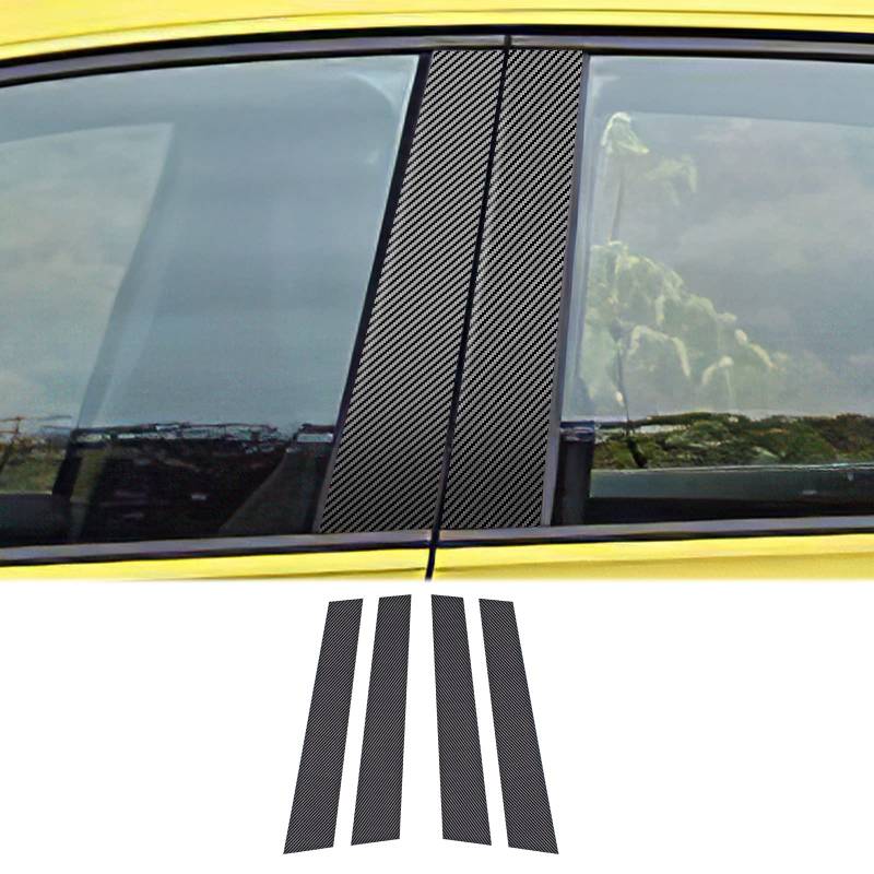 KUNGKIC 4 Stück B Säule Abdeckung Auto Fenster Säule Dekorativ Aufkleber Dekorativ Compatible with Volkswagen VW Golf 8 MK8 2020-2022 Fenster B C Säule Aufkleber Zubehör (Kohlefaser-Muster) von KUNGKIC