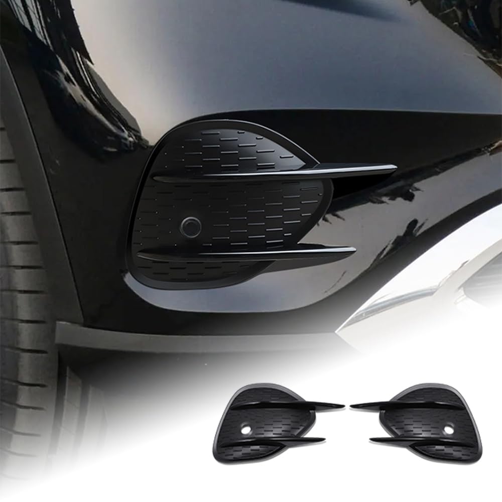 KUNGKIC ABS Auto Frontstoßstange Nebelscheinwerferabdeckungen Lippen Splitter Spoiler Grill Kühlergrill Dekorative Compatible with Mercedes-Benz GLC Class X254 400e AMG 2022-2024 Zubehör (Schwarz) von KUNGKIC