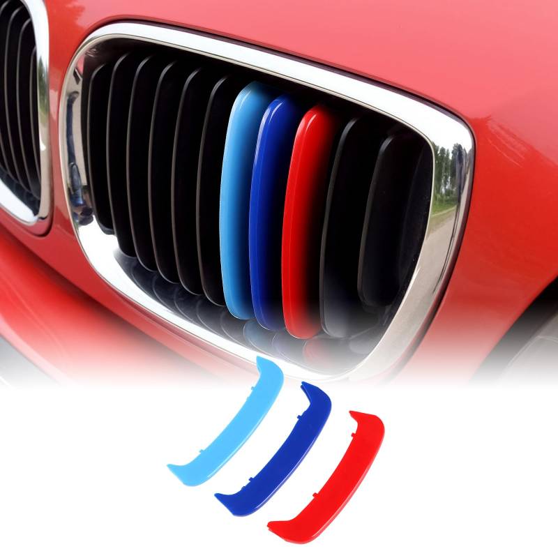 KUNGKIC Front Kühlergrill Einfügen Trims Streifen Grills Dekoration Compatible with BMw 3er E46 2002 2003 2004 11-Balken Zubehör Sports Style Exterior 3 Stück von KUNGKIC