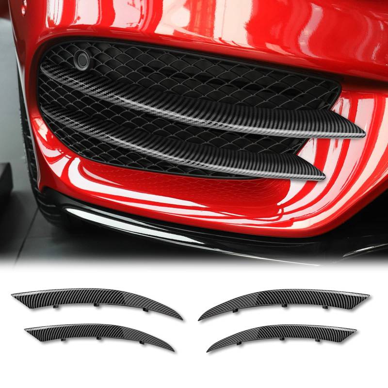 KUNGKIC Frontstoßstange Kühlergrille Lip Splitter Spoiler Compatible with Mercedes Benz C Klasse W205 2015-2018 Zubehör ABS Sport-Stil 4 Stück Coole Außendekoration (Kohlefaser) von KUNGKIC