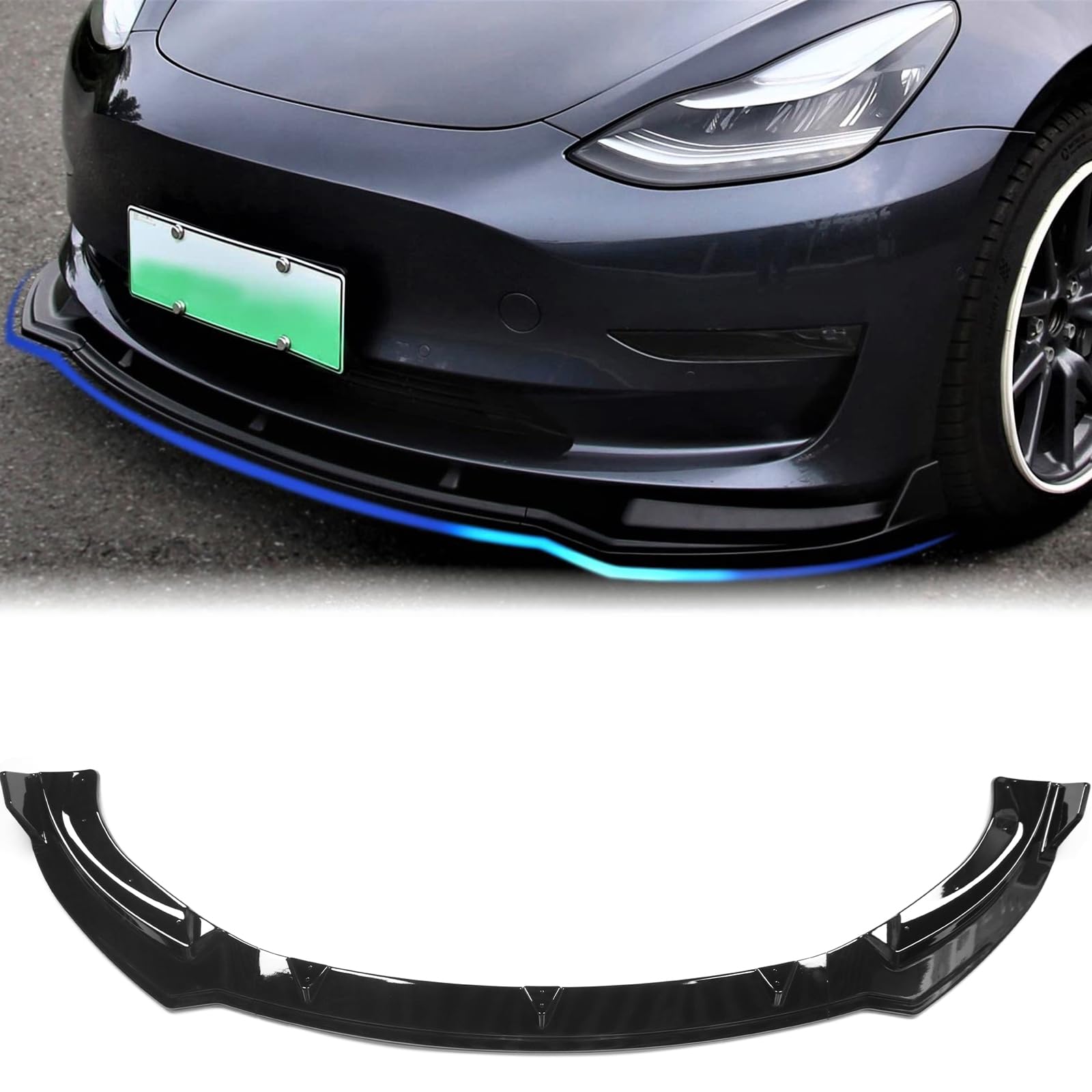 KUNGKIC Für 2020-2023 Tesla Model Y Auto Frontstoßstange Lippe Kinnspoiler Auto ABS Spoilerlippe Bumper Protector Zubehör Stoßstangenlippe Splitter Modified Dekoration,Stil A (Schwarz) von KUNGKIC