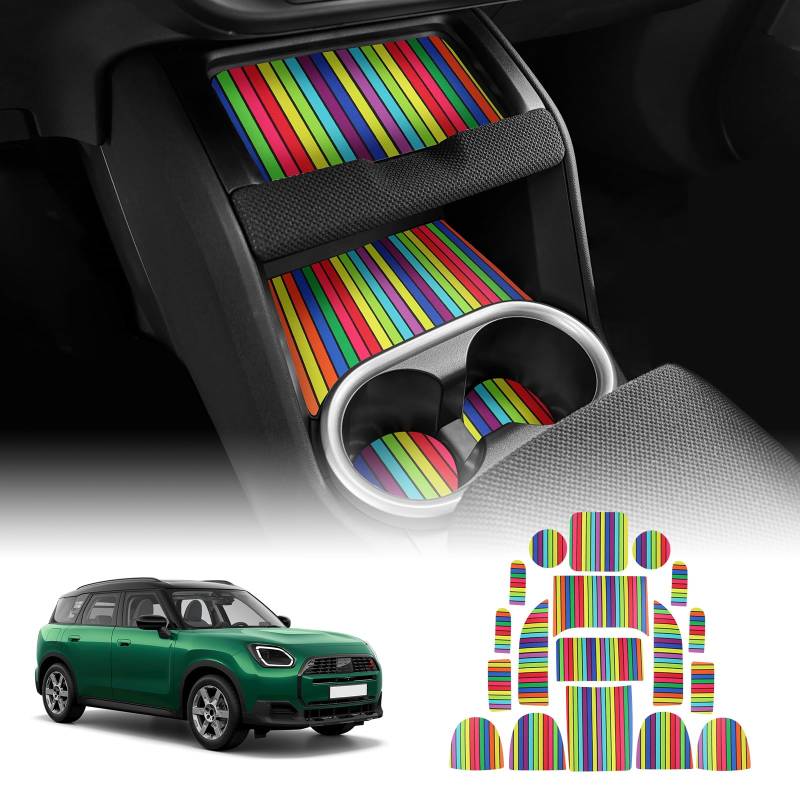 KUNGKIC Für 2024 2025 Mini Countryman U25 Car Door Sink Cup Anti-Rutsch-Matte Insert Door Pocket Mat Dustproof Interior Essential Decorative Accessories PU 18 Pcs (Schillernd) von KUNGKIC