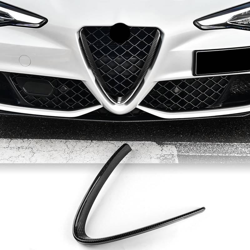 KUNGKIC Für Alfa Romeo Giulietta 2017-2020 Innentür Harte kohlefaser Kühler Grill Zierleisten Streifen Frontgrill Einsatz V Streben Auto Grilleinsatz Kühlergrill Trim Zubehör,Geschenk von KUNGKIC