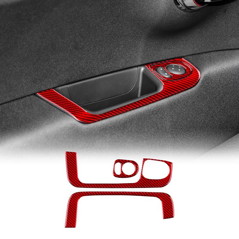 KUNGKIC Für Fiat 500 2008-2023 Abarth 595/595C 2012-2023 695 2017-2023 Innentür Auto Bedienfeld Fensterglas Hebe Schalter Konsole Abdeckung Kohlefaser Innenbereich Zubehör Geschenk (Rot) von KUNGKIC