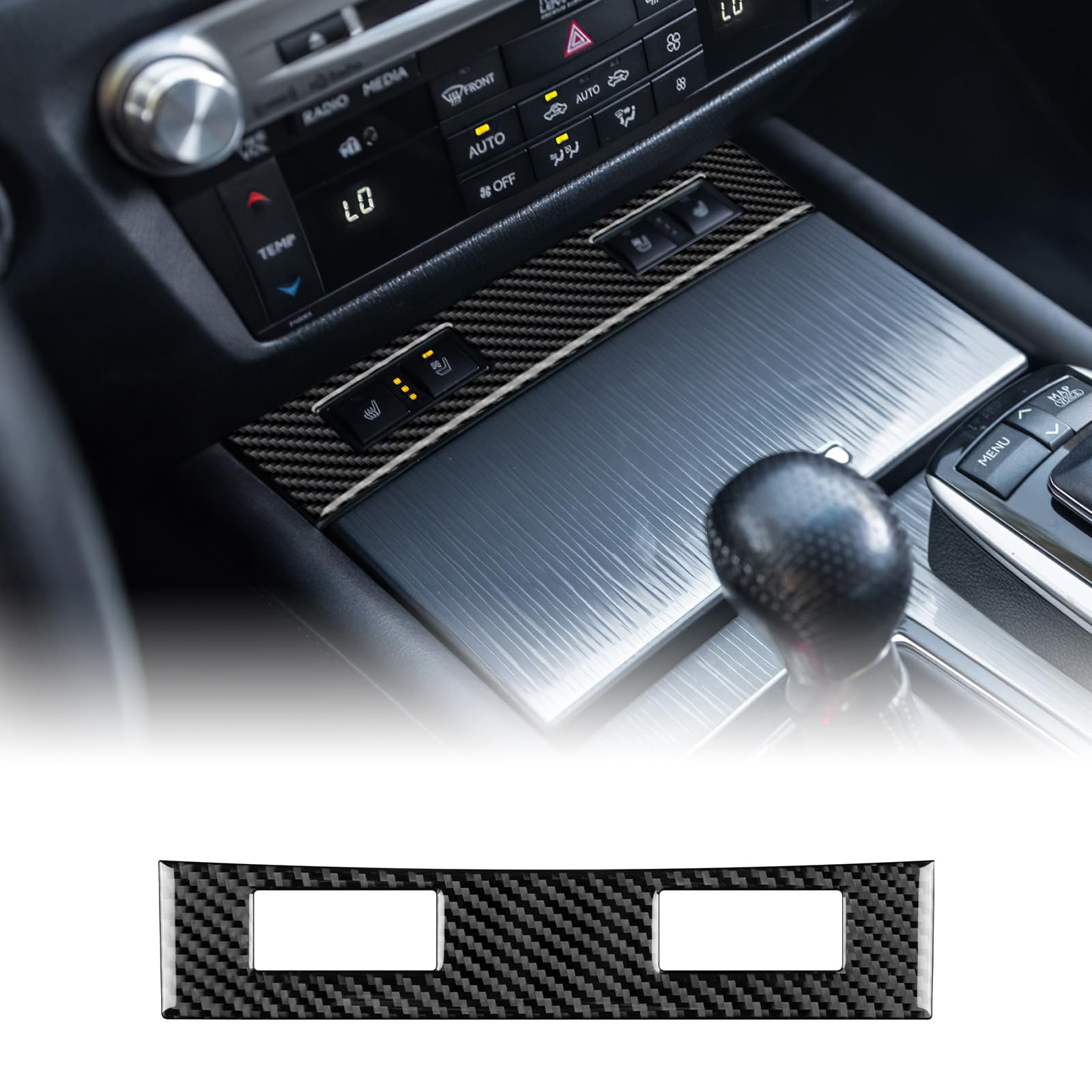 KUNGKIC Für Lexus GS 2012-2019 Kohlefaser Auto Getriebe Sitzheizung Einstellknopf Rahmen Innenbereich Aufkleber Dekorativ Zubehör Geschenk (Schwarz) von KUNGKIC