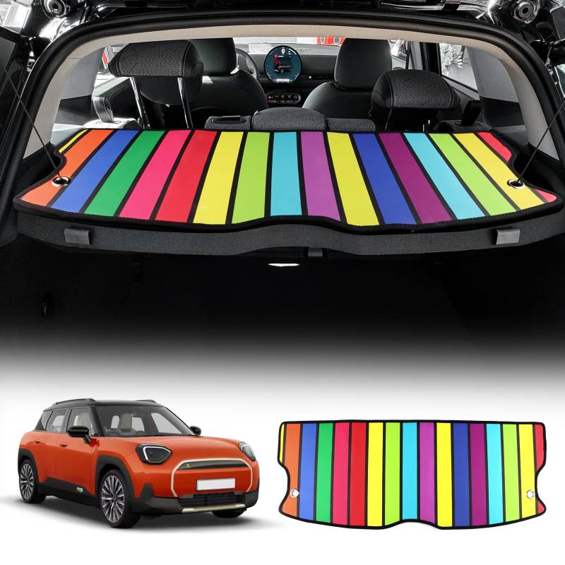 KUNGKIC Für Mini Aceman J05 Cooper S 2024 2025 Benutzerdefinierte Flanell Kofferraum-Futtermatte Kofferraumschutzmatte Allwetter Interieur-Zubehör (Regenbogen) von KUNGKIC