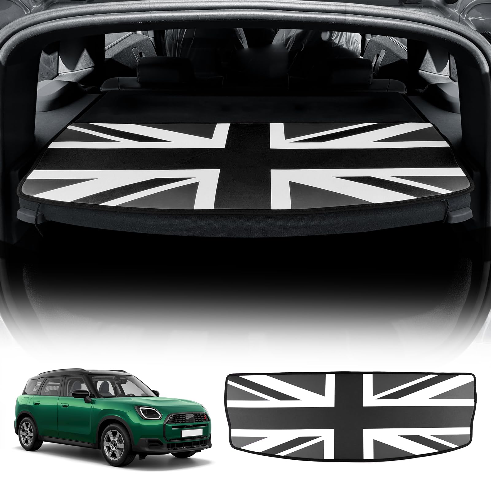 KUNGKIC Für Mini Mini Countryman U25 2024 2025 Benutzerdefinierte Flanell Kofferraum-Futtermatte Kofferraumschutzmatte Allwetter Interieur-Zubehör (Grauer Reis) von KUNGKIC