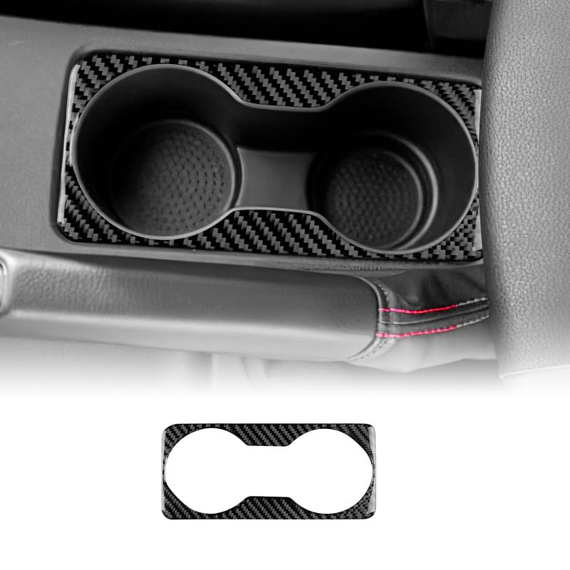 KUNGKIC Für Seat Leon 2013-2015 Kohlefaser Auto Schalttafel Wasserbecher-Panel Abdeckung Gangschaltung Paneel Aufkleber Innenbereich Dekorative Zubehör,Geschenk (Schwarz) von KUNGKIC