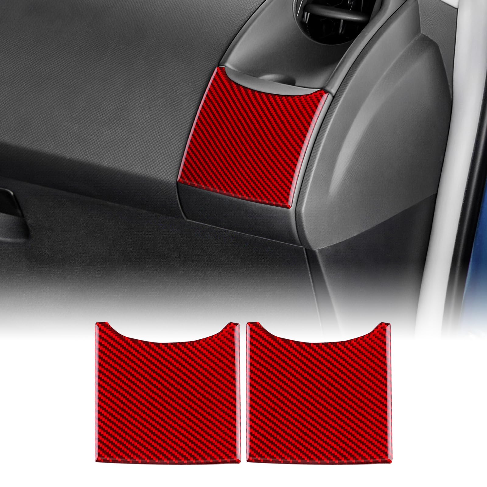 KUNGKIC Für Toyota Yaris 2006-2011 Kohlefaser Auto Becherhalter Cup Holder Trim Cover Aufkleber für Armaturenbrett Seiten Innenbereich Zubehör,Geschenk (Rot) von KUNGKIC