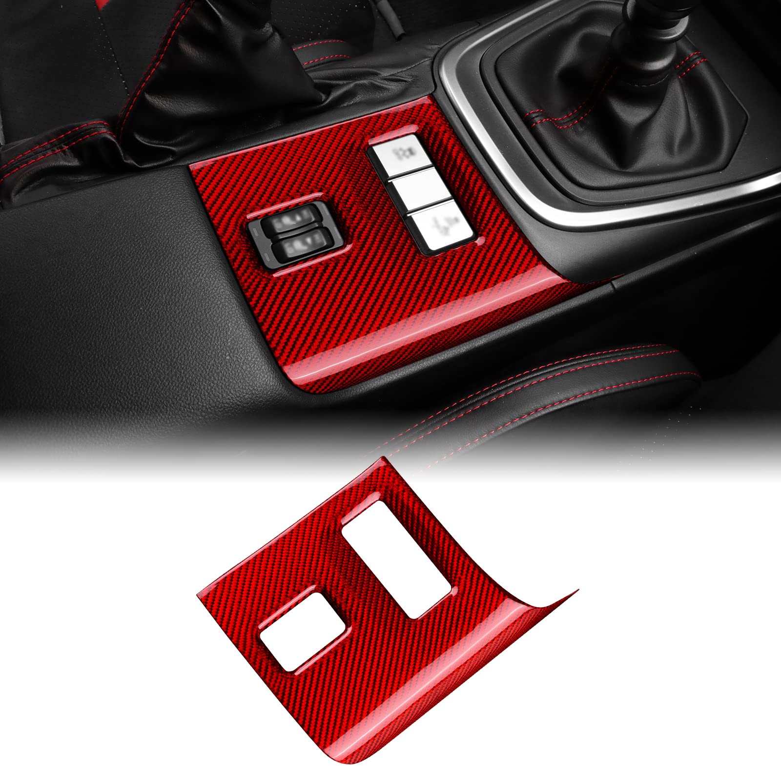 KUNGKIC Hartkohlefaser Auto Schalttafel panel Sitz Wärme Taste Abdeckung Aufkleber Dekorativ Innenbereich Compatible with Subaru BRZ ZN8 Toyota 86 ZN8 2021 2022 2023 Zubehör Rot von KUNGKIC