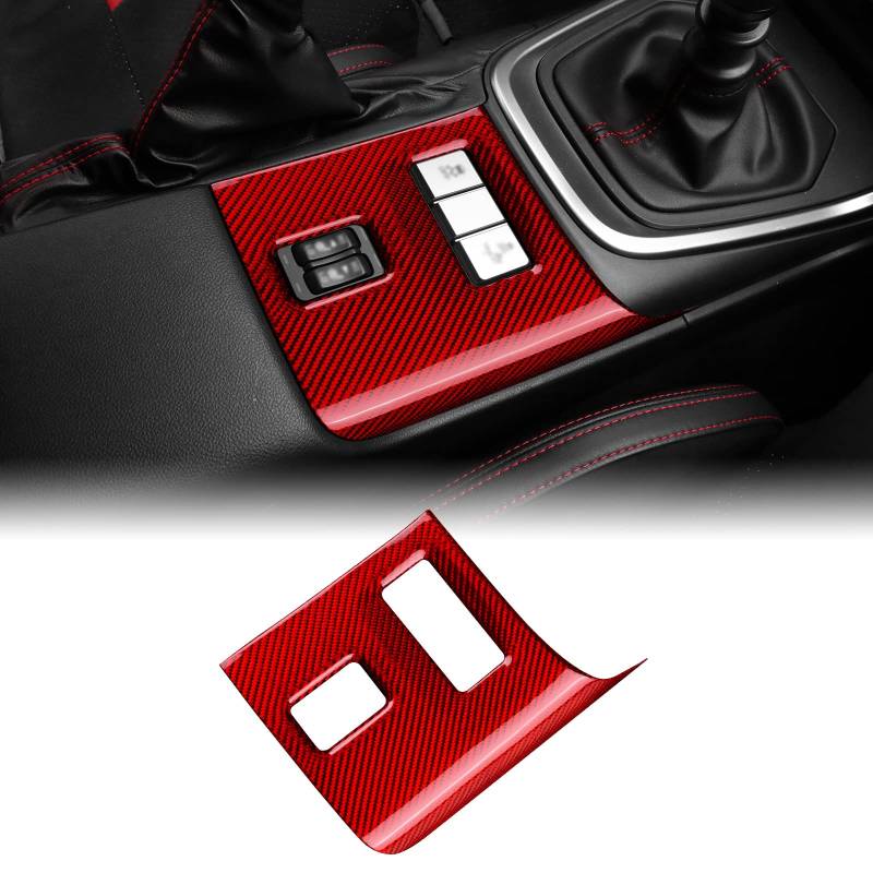 KUNGKIC Hartkohlefaser Auto Schalttafel panel Sitz Wärme Taste Abdeckung Aufkleber Dekorativ Innenbereich Compatible with Subaru BRZ ZN8 Toyota 86 ZN8 2021 2022 2023 Zubehör Rot von KUNGKIC