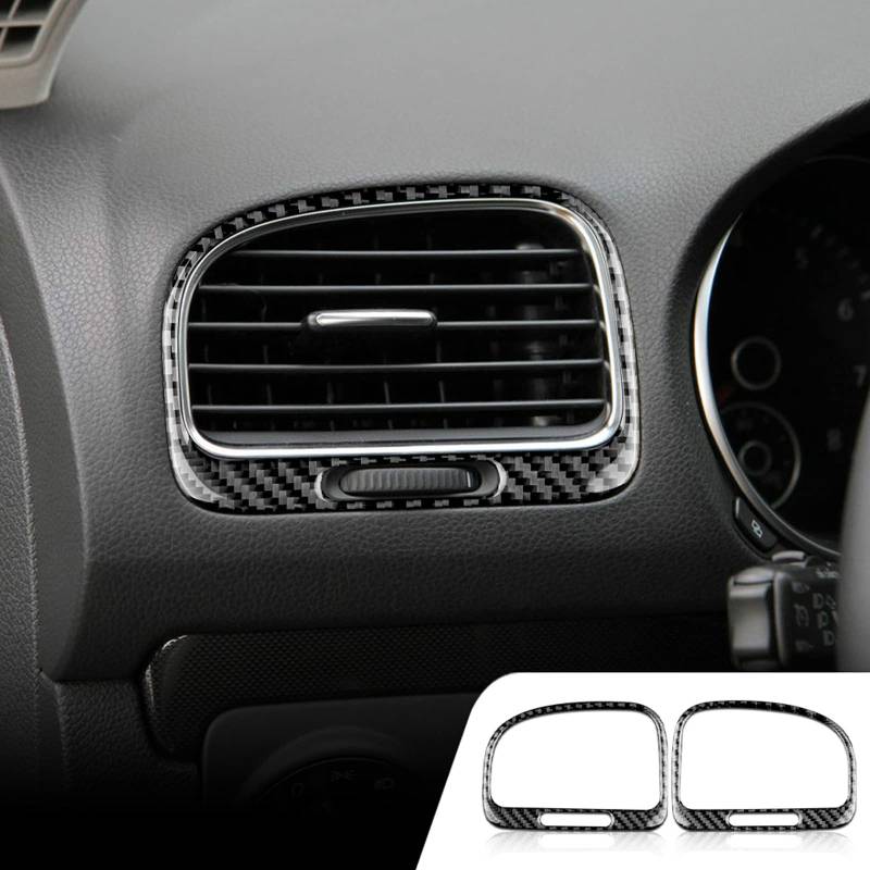 KUNGKIC Kohlefaser Auto Armaturenbrett Klimaanlagenauslass Entlüftungsrahmen Trim Aufkleber Innenverkleidung Compatible with Volkswagen VW Golf 6 GTI MK6 2008-2013 Zubehör von KUNGKIC