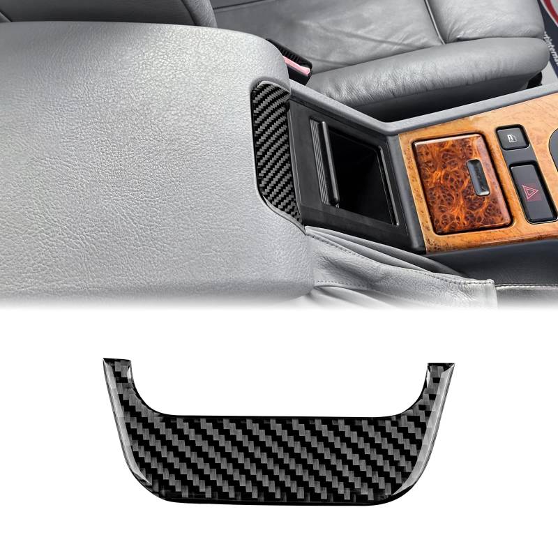 KUNGKIC Kohlefaser Auto-Aufbewahrungsbox Griffleiste der vorderen Armlehne Trimmen Aufkleber Innenbereich Compatible with BMW 5 Serien M5 E39 1998-2003 Zubehör(Schwarz) von KUNGKIC