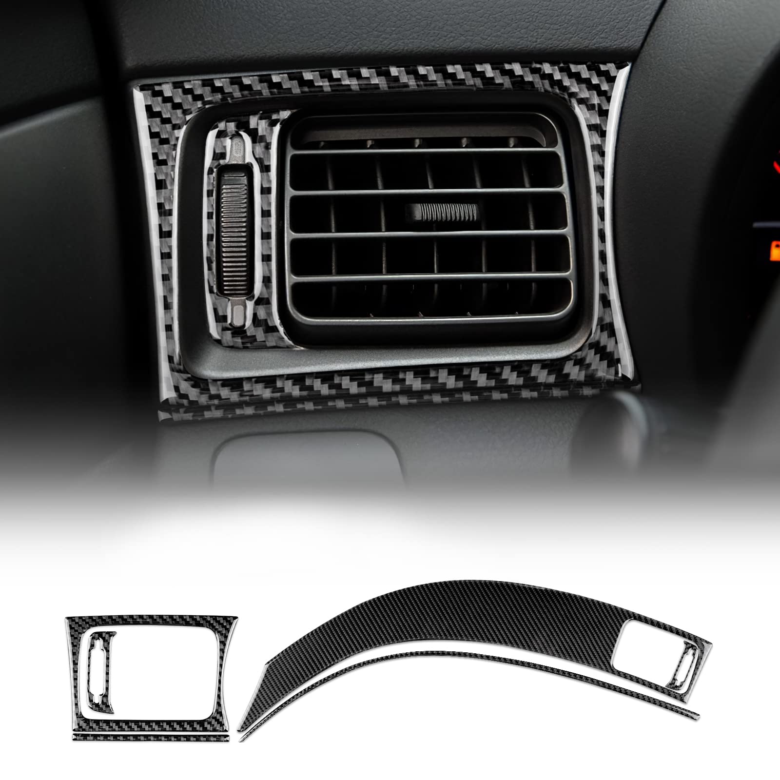 KUNGKIC Kohlefaser Auto Co-Pilot Instrumententafel Luftauslass Trim Strip Aufkleber Innenbereich Dekorative Compatible with Subaru Impreza 2009 2010 2011 Zubehör (Schwarz) von KUNGKIC