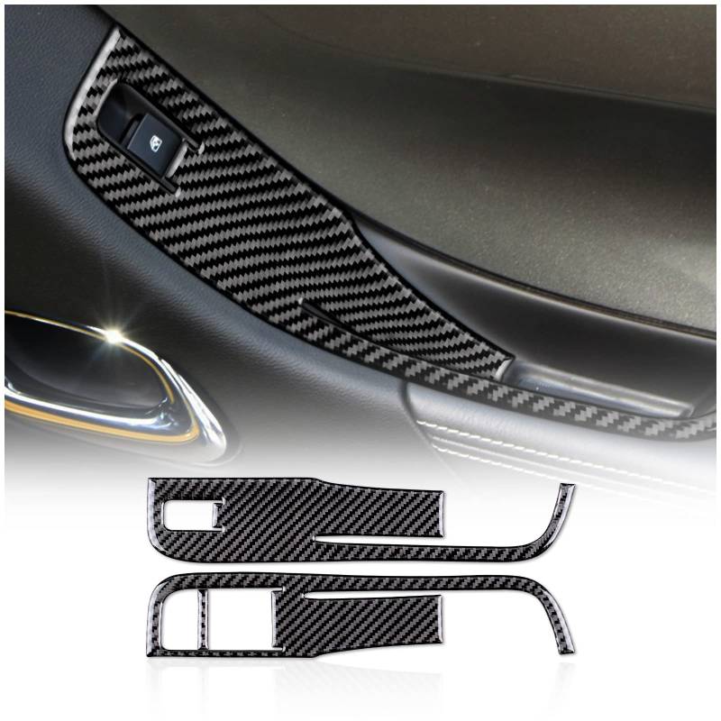 KUNGKIC Kohlefaser Auto Glas Heben Schalter Panel Innenraum Dekorative Aufkleber Carbon Fiber TüR Armlehne Panel Trim für Chevrolet Camaro 2010 2011 Zubehör Schwarz-TypB von KUNGKIC