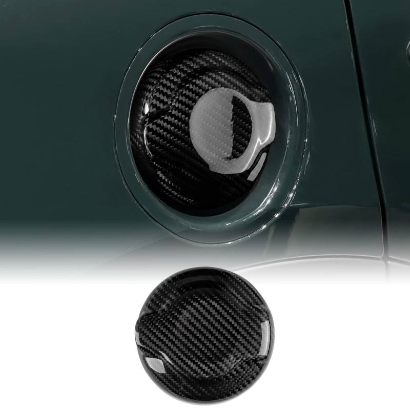 KUNGKIC Kohlefaser Auto Kraftstofftankdeckel Gastankabdeckung Trim Aufkleber Äußeres Dekorativ Compatible with Mini Cooper F55 F56 2014-2023 F57 2016-2023 Zubehör(protruding-Schwarz) von KUNGKIC