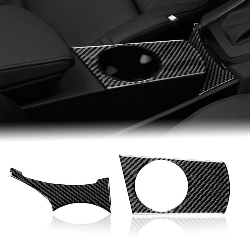 KUNGKIC Kohlefaser Auto Schalttafel Wasser Tasse Rahmen Getränkehalter Dekorativ Aufkleber Innenbereich Compatible with BMW X3 E83 2004-2010 Zubehör Schwarz von KUNGKIC