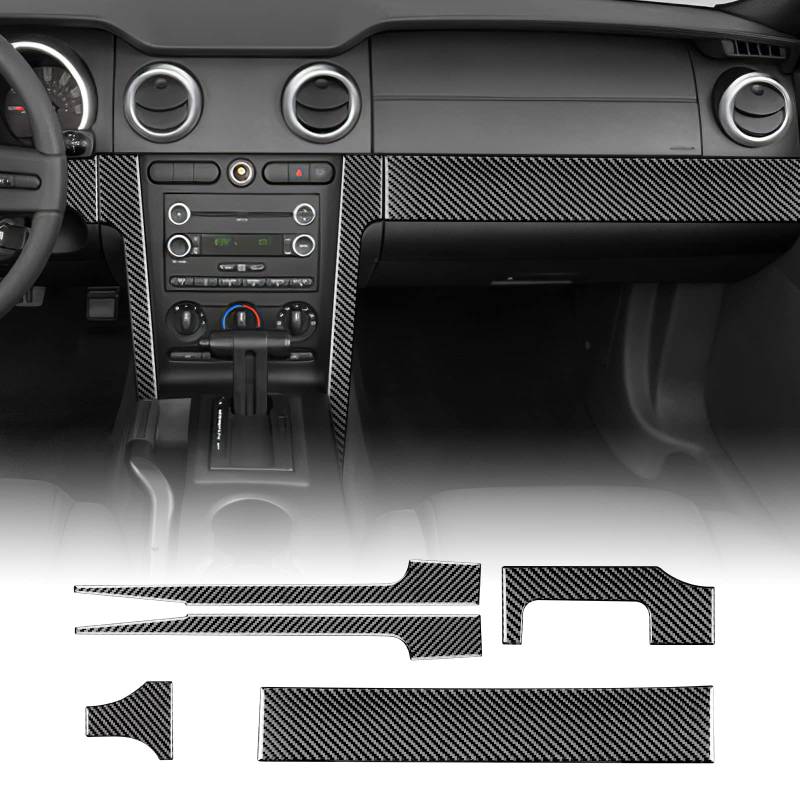 KUNGKIC Kohlefaser Auto Zentrale Steuerung Co-Pilot Aufbewahrungsbox Strip Panel Aufkleber Dekorative Innenbereich Compatible with Ford Mustang GT 2005 2006 2007 2008 2009 Zubehör von KUNGKIC