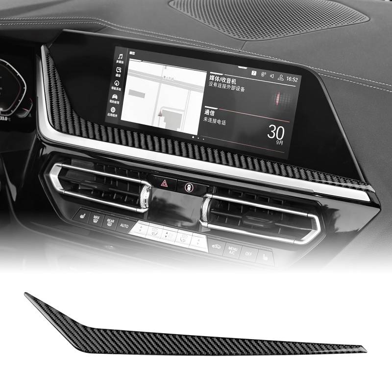 KUNGKIC Kohlefaser Auto Zentrale Steuerung Navigation Zierleiste Aufkleber Dekorative Innenbereich Compatible with BMW Z4 G29 2019 2020 2021 2022 2023 Zubehör,Schwarz von KUNGKIC