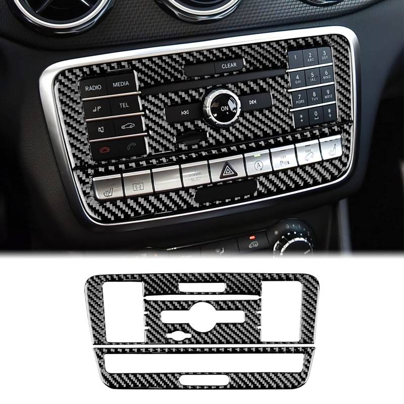 KUNGKIC Kohlefaser Auto Zentrales-CD-Klimaanlagen-Bedienfeld Aufkleber Innenbereich Dekorative Compatible with Mercedes Benz A B Klasse W169 W245 W117 W156 CLA GLA Zubehör (Typ B) von KUNGKIC