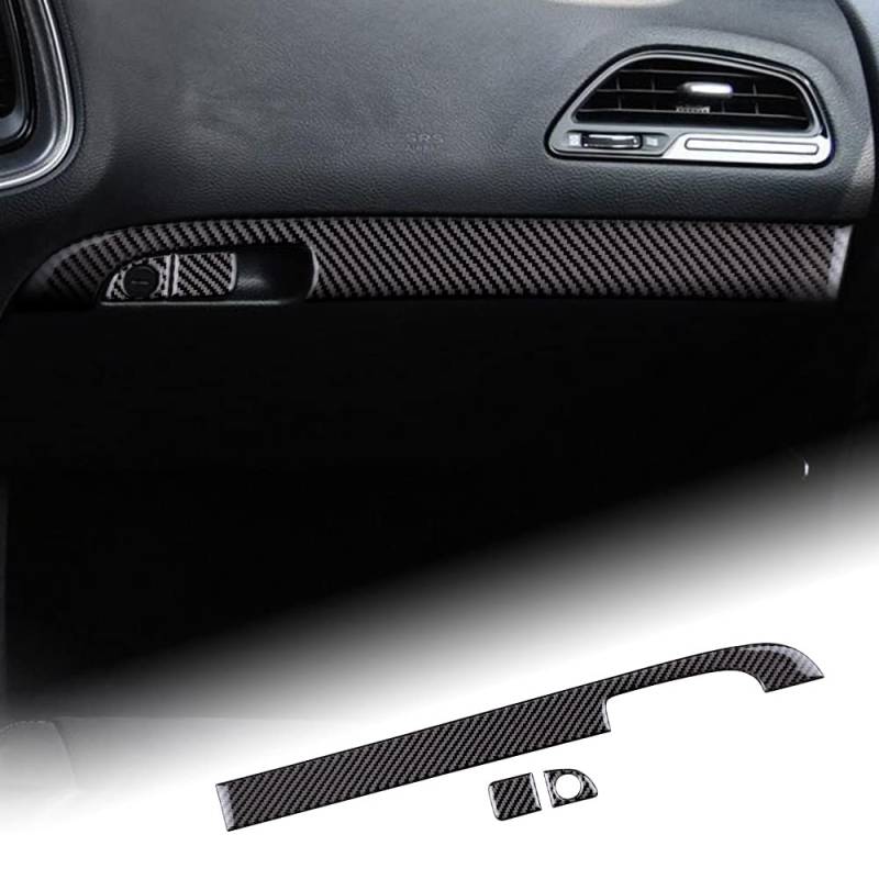 KUNGKIC Kohlefaser Zubehör Car Storage Box Griff Abdeckung Handschuhfachverkleidung Innenbereich Dekorative Aufkleber Compatible with Dodge Challenger 2015-2020 Zubehör von KUNGKIC