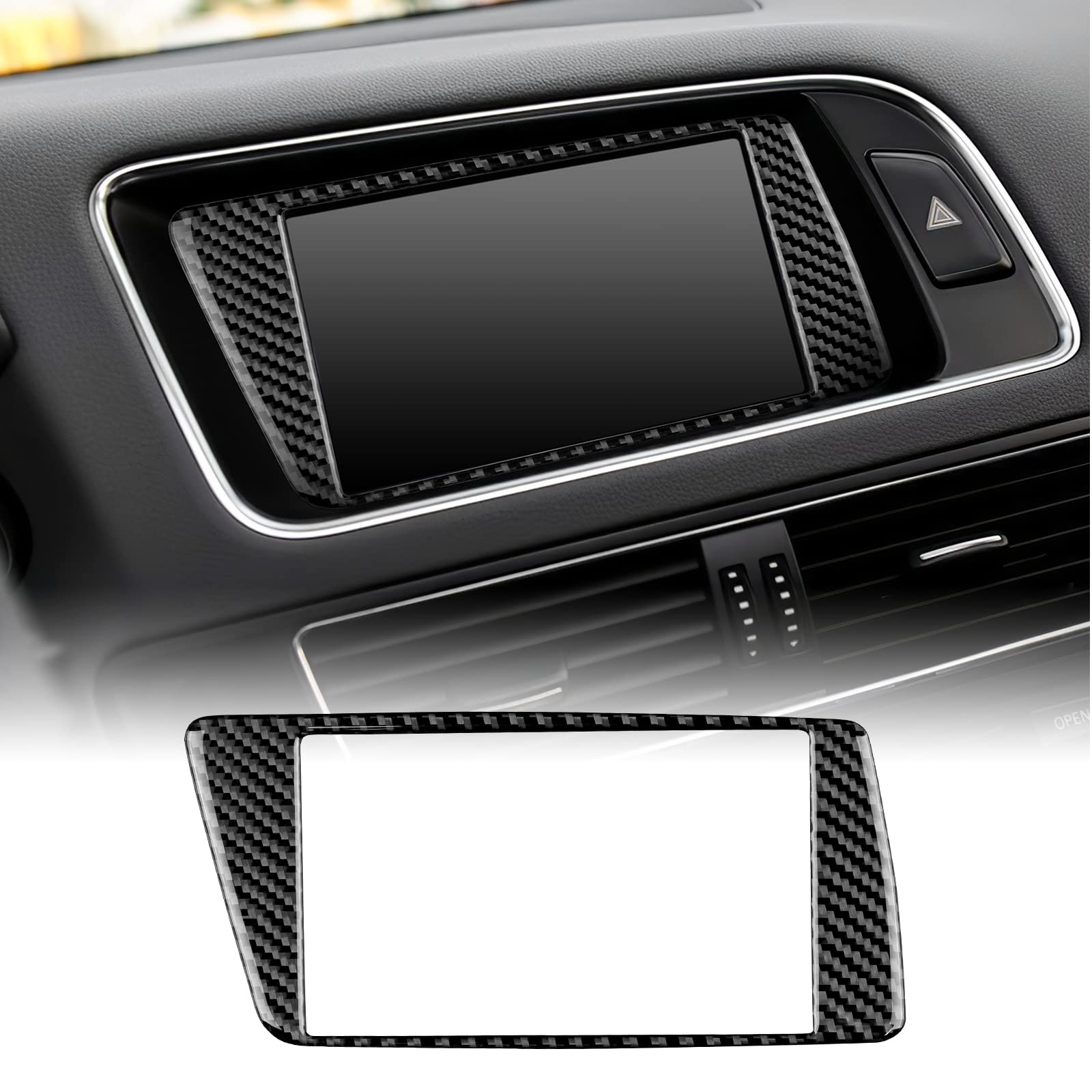 KUNGKIC Kohlefaser für Audi Auto Zentralsteuerung Navigation Bildschirm Panel Rahmen Aufkleber Dekorative Innenbereich Compatible with Audi Q5 A4 A5 2009-2016 Zubehör Schwarz von KUNGKIC