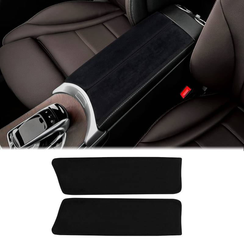 KUNGKIC flanell Auto Armlehne Kissen Mittelkonsole Armlehne Box Matte Innenbereich Compatible with Mercedes Benz GLC 2015-2021 Zubehör-Schwarz von KUNGKIC