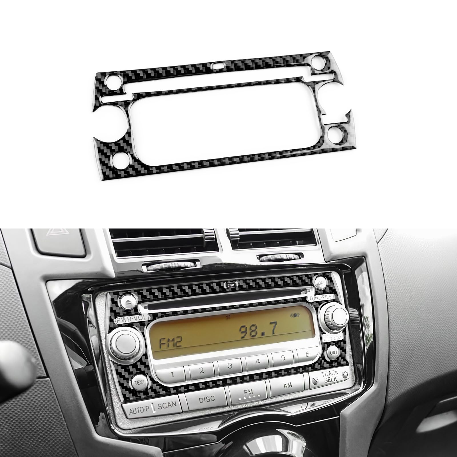 KUNGKIC für Toyota Yaris 2006-2011 Auto Zentrale Steuerung CD Panel Klanganpassungsrahmen Kohlefaser Aufkleber Dekorative Innenbereich Zubehör Geschenk (Type A Schwarze Karbonfaser) von KUNGKIC