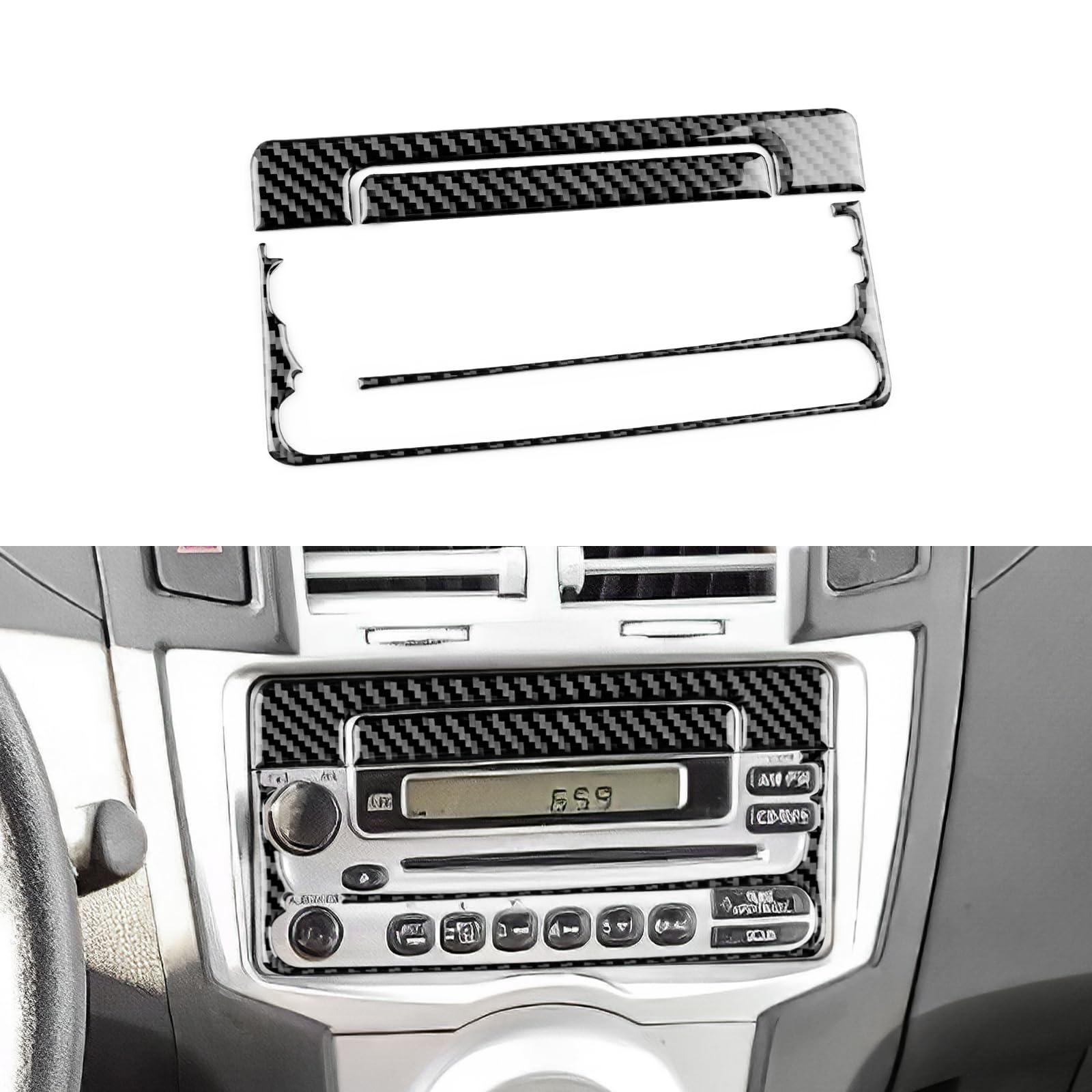 KUNGKIC für Toyota Yaris 2006-2011 Auto Zentrale Steuerung CD Panel Klanganpassungsrahmen Kohlefaser Aufkleber Dekorative Innenbereich Zubehör Geschenk (Type C Schwarze Karbonfaser) von KUNGKIC