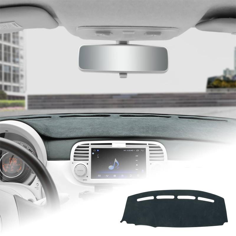 KUNKGIC Compatible with Fiat 500 2008-2023 Flanell Auto Dashboard Matte Dashboard Cover Auto Innenraum Sonnenschutz Dashboard Lichtschutz Matte Schutzpolster Zubehör von KUNGKIC