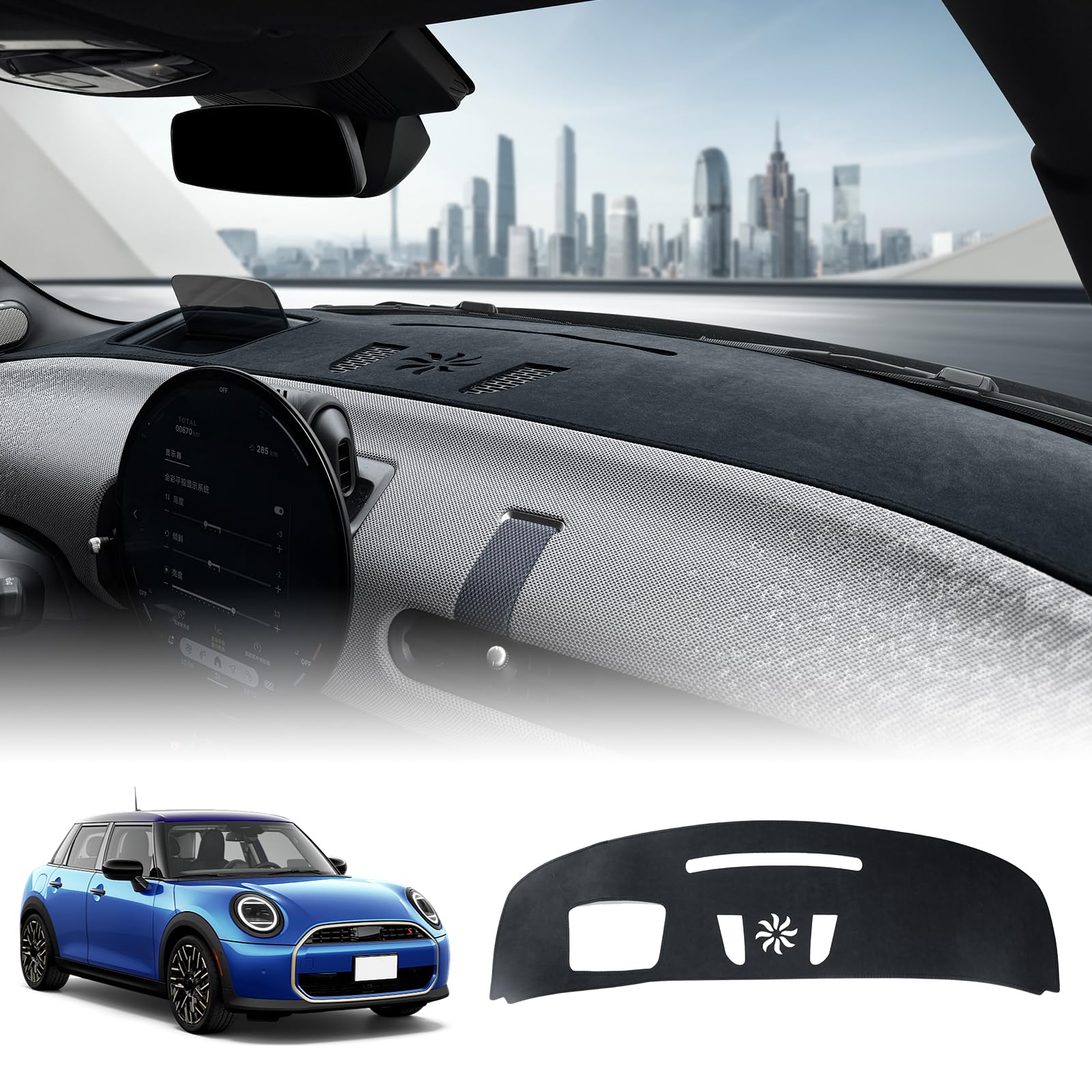 KUNKGIC Für 2024-2025 MINI Cooper S F65 F66 F67 Auto Armaturenbrett Facecloth Pad Dashboard Cover Auto Innenraum Sonnenschutz Dashboard Lightning Pad Schutz Matte Zubehör (Mit Heads Up) von KUNGKIC